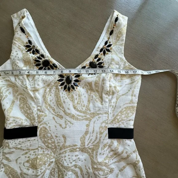 Lilly Pulitzer gold palm leaf Embellished sheath Dress 10 EUC - Picture 3 of 10